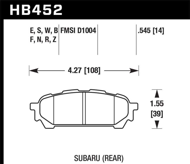 Hawk 03-05 WRX Performance Ceramic Street Rear Brake Pads