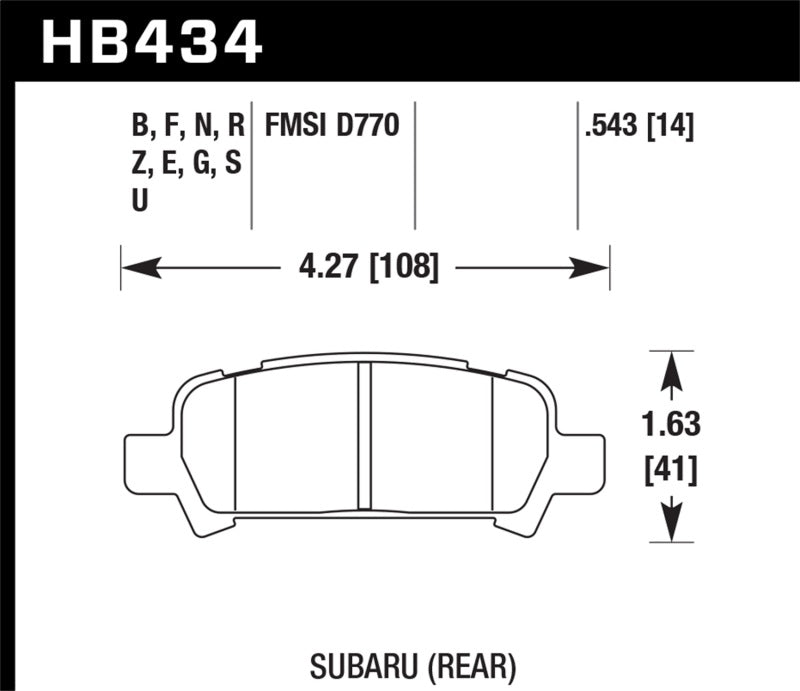 Hawk 02-03 WRX / 05-08 LGT HPS Street Rear Brake Pads