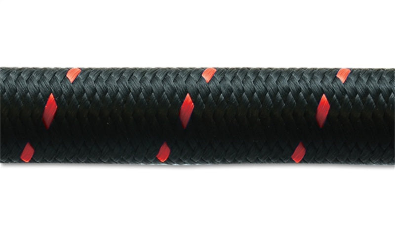 Vibrant -6 AN Two-Tone Black/Red Nylon Braided Flex Hose (2 foot roll)